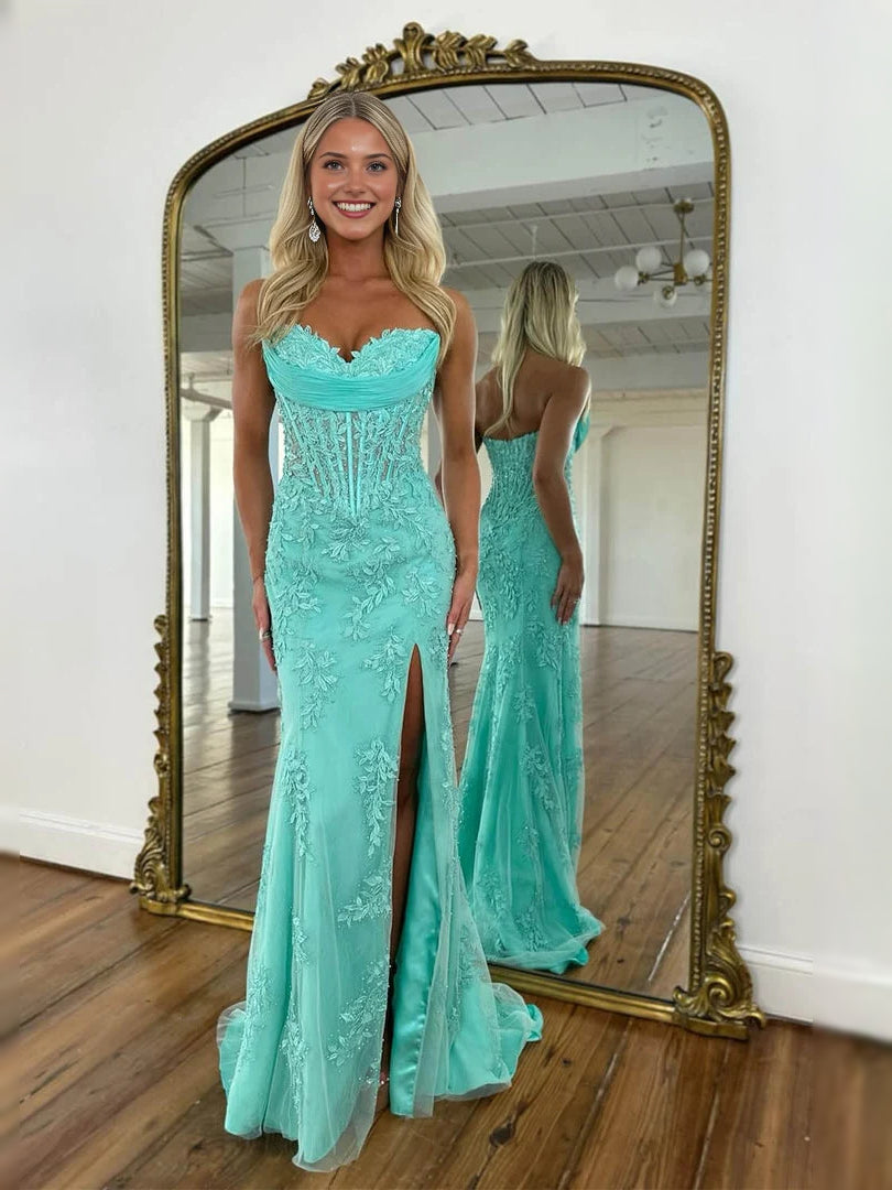 Mint Green floor-length prom dress, alternate view showing the full-length profile