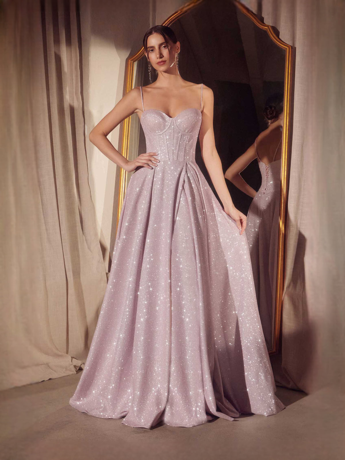 Blush Pink floor-length prom dress, front view showing the ball-gown silhouette