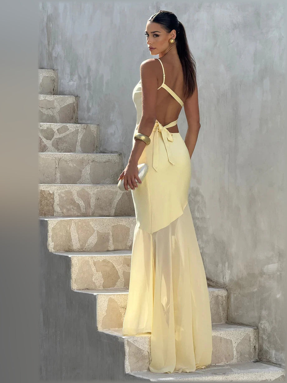 Blush Pink mermaid floor-length formal dress with one-shoulder neckline, alternate view showing the hem
