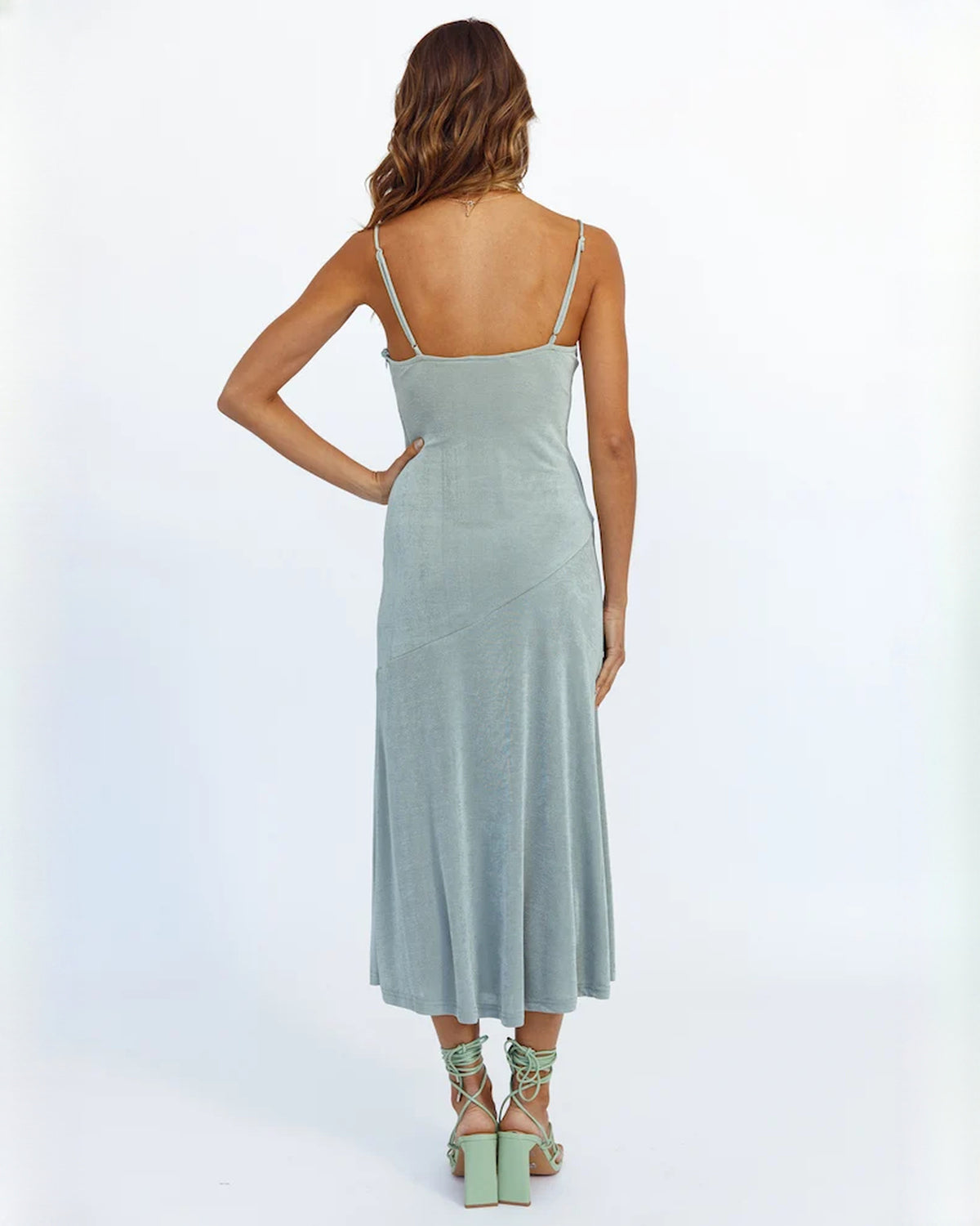sleeveless satin a-line maxi bridesmaid dress - image 6