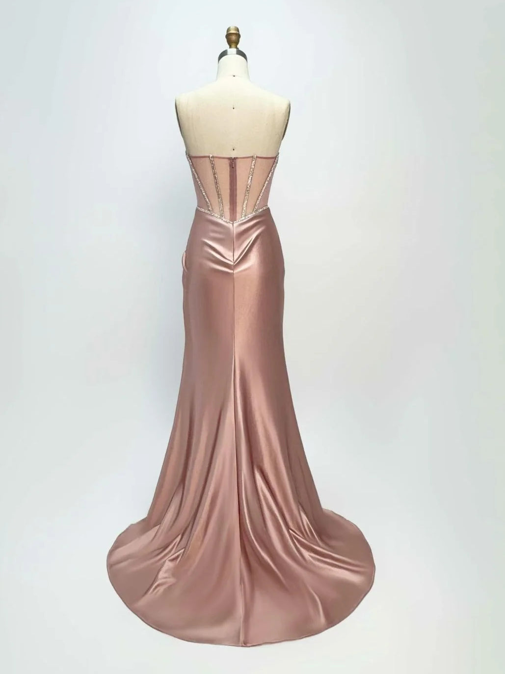 Dusty Pink floor-length prom dress, alternate view showing the full-length profile