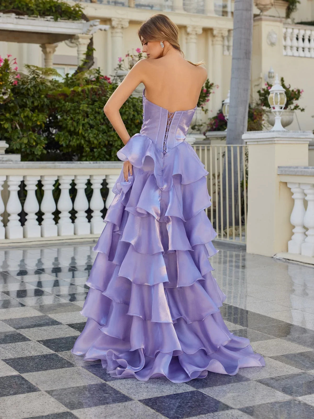 Cobalt Blue floor-length prom dress, alternate view showing the full-length profile