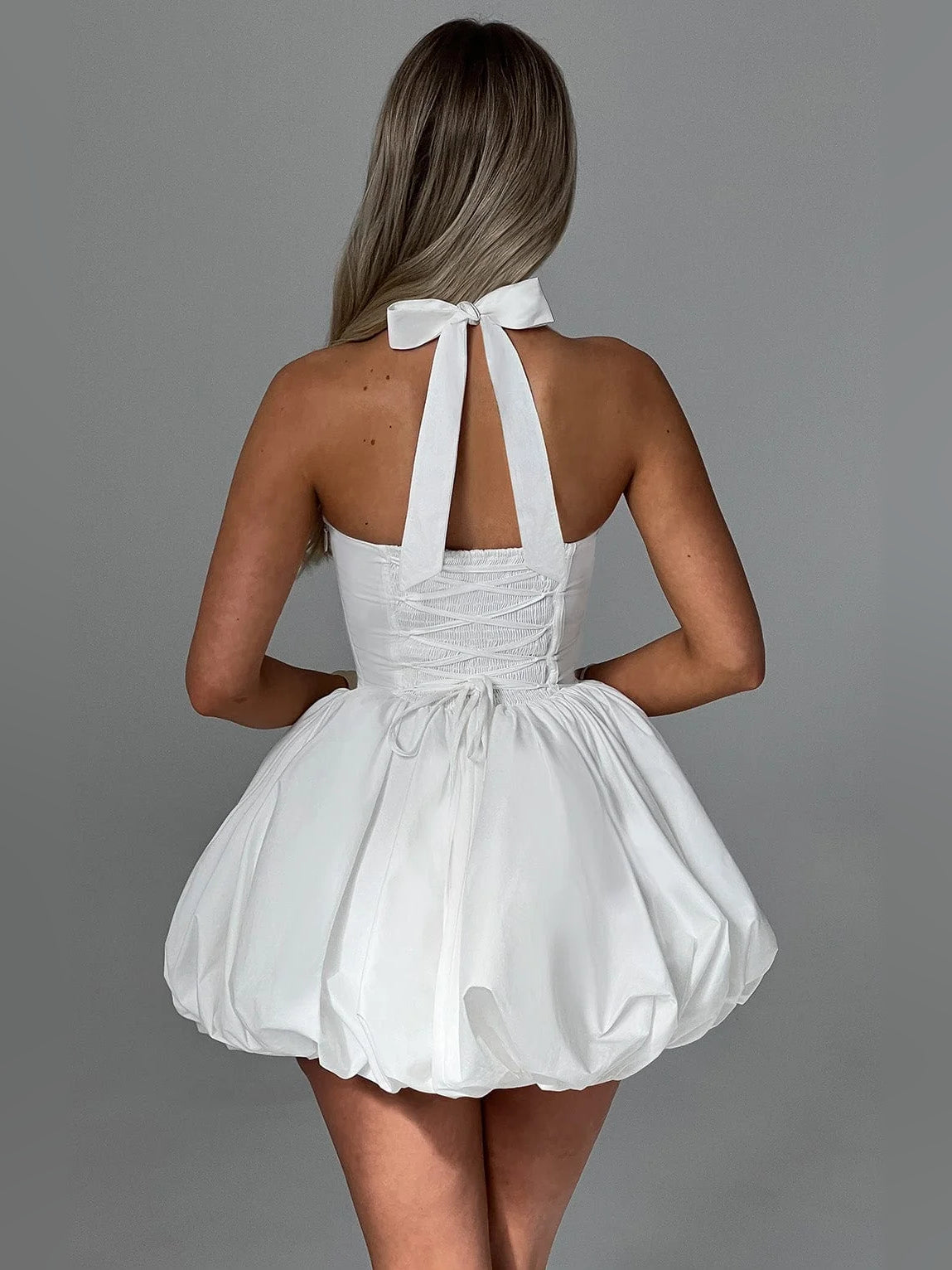Black & White mini homecoming dress, alternate view showing the full-length profile