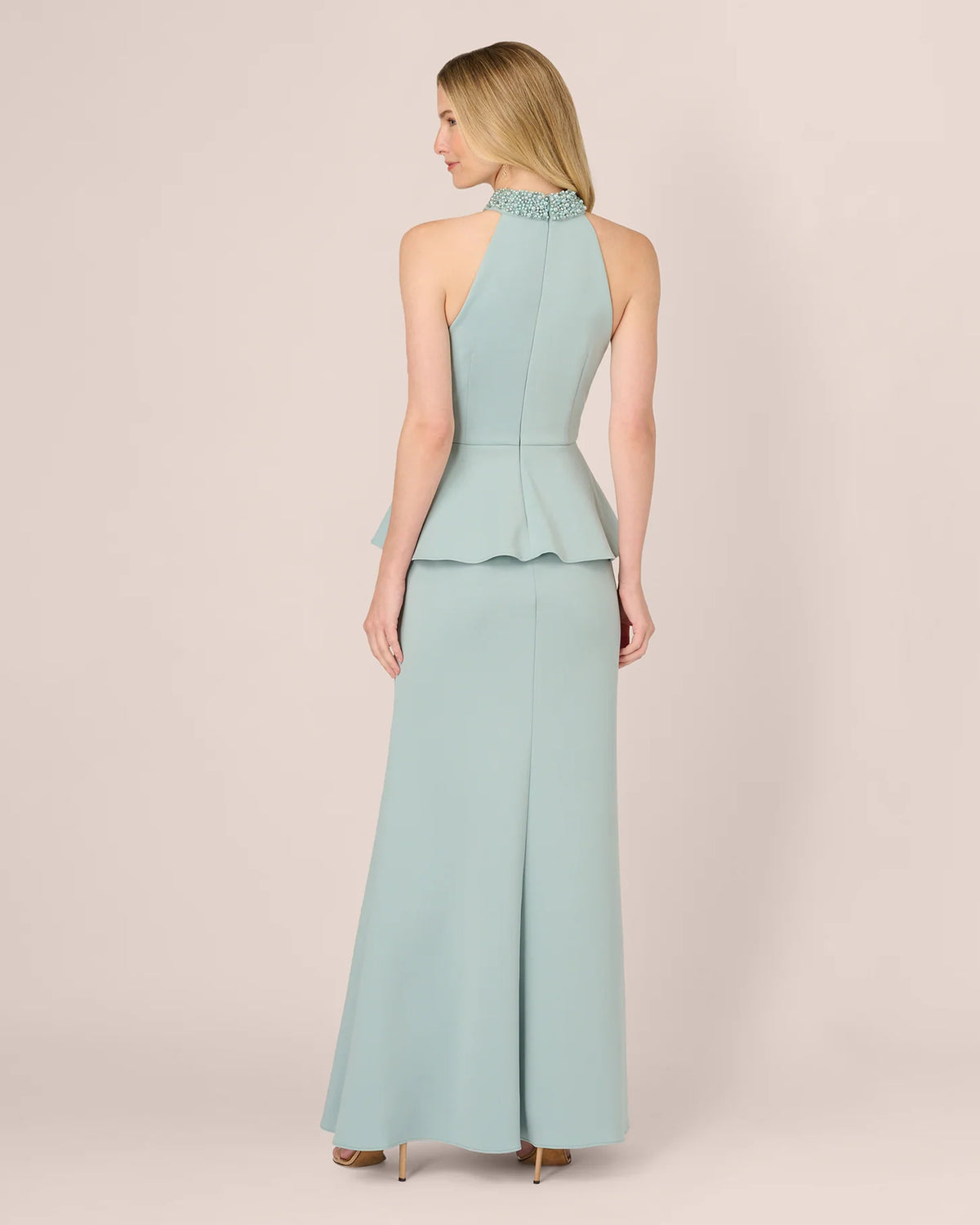 halter neck a-line maxi mother of the bride dress - image 6