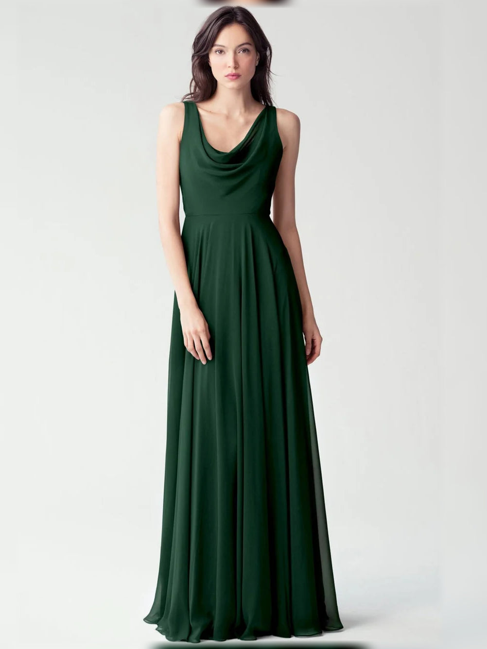 Dark Green floor-length bridesmaid dress, alternate view showing the full-length profile