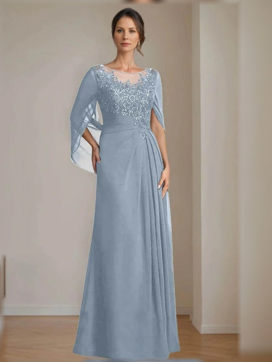 Sky Blue floor-length mother of the bride dress, alternate view showing the full-length profile