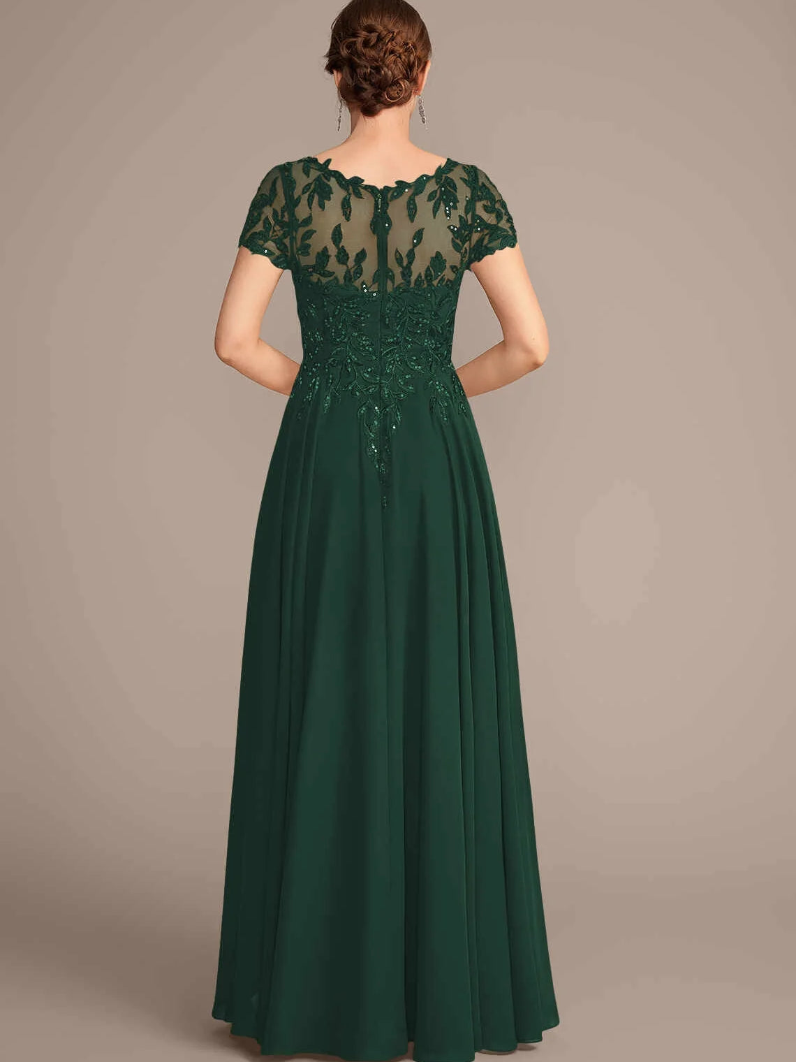 Dark Navy short mother of the bride dress, alternate view showing the full-length profile