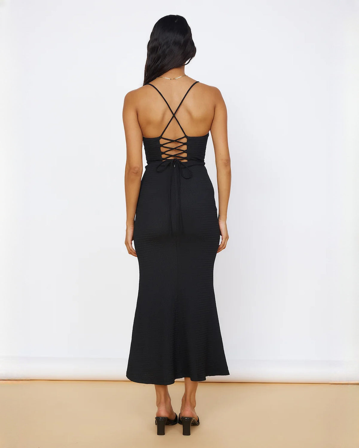 sleeveless structured satin a-line maxi bridesmaid dress - image 6