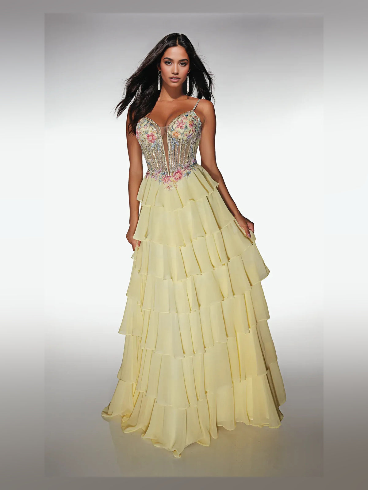 Pale Lemon floor-length prom dress, alternate view showing the full-length profile