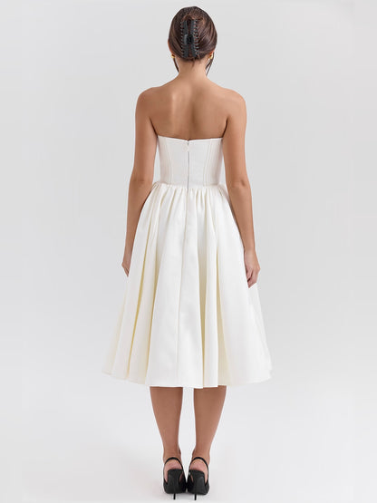 Ivory midi formal dress, alternate view showing the hem