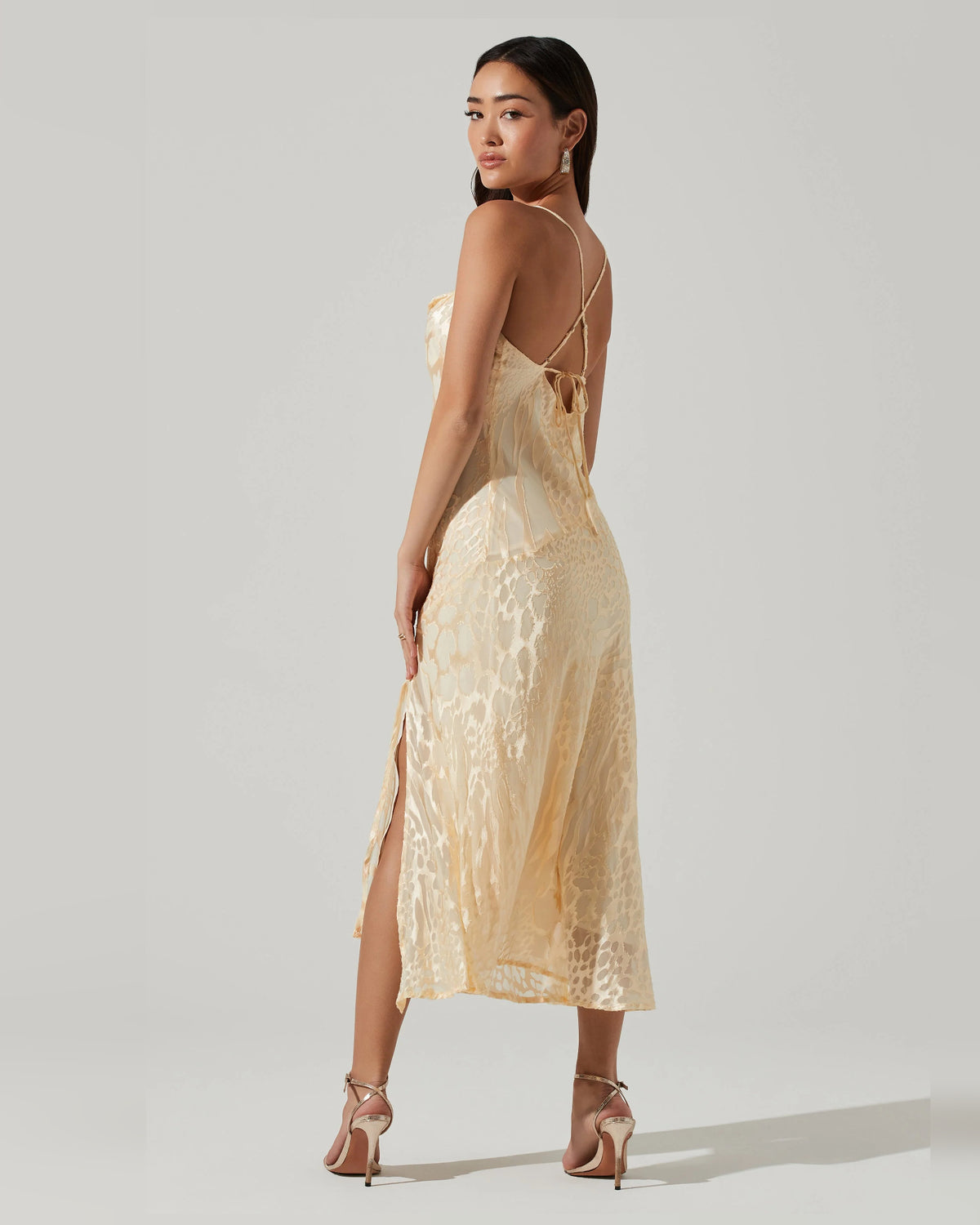 spaghetti strap a-line midi formal dress - image 6