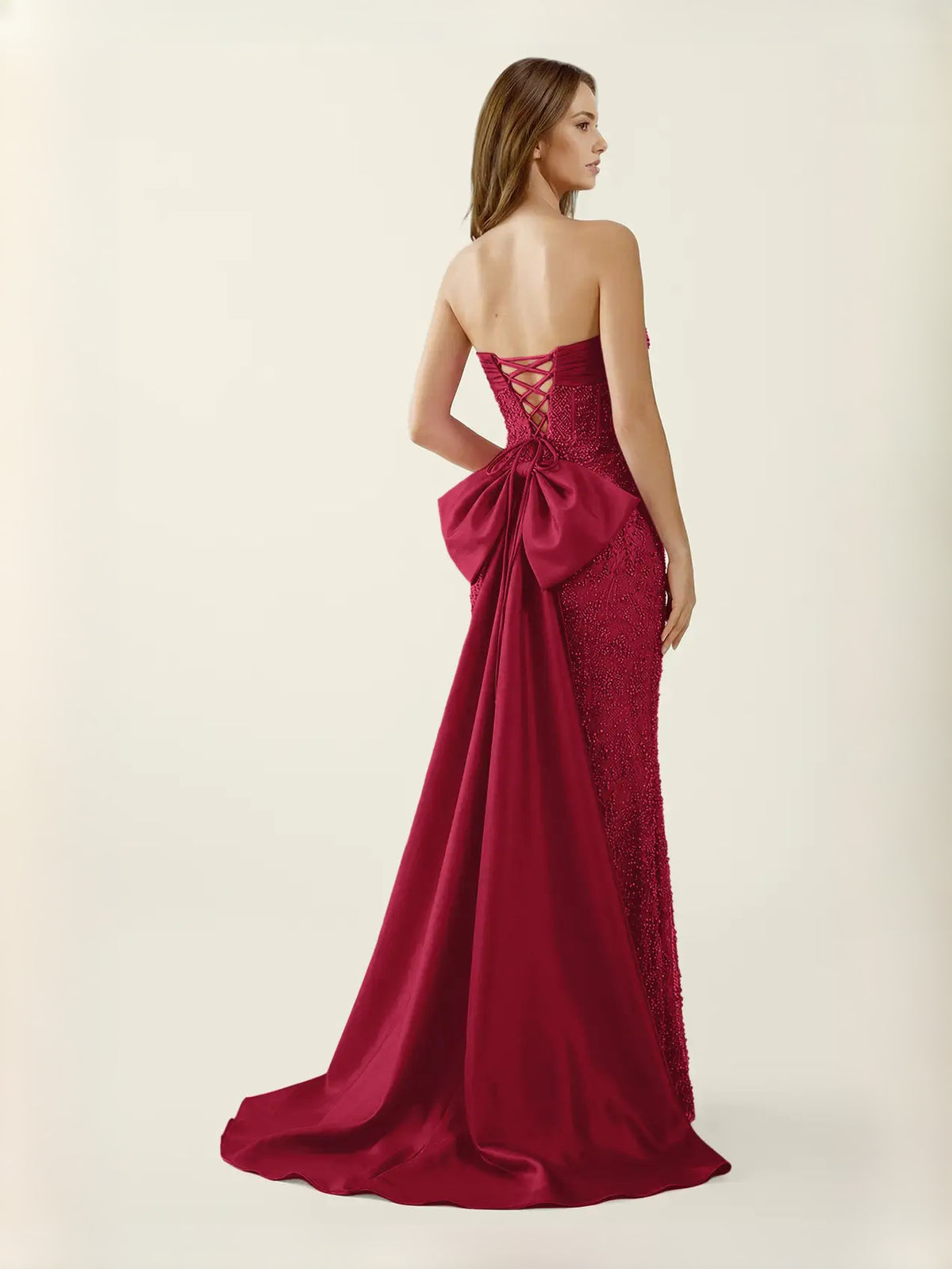 Aqua maxi prom dress, alternate view showing the full-length profile