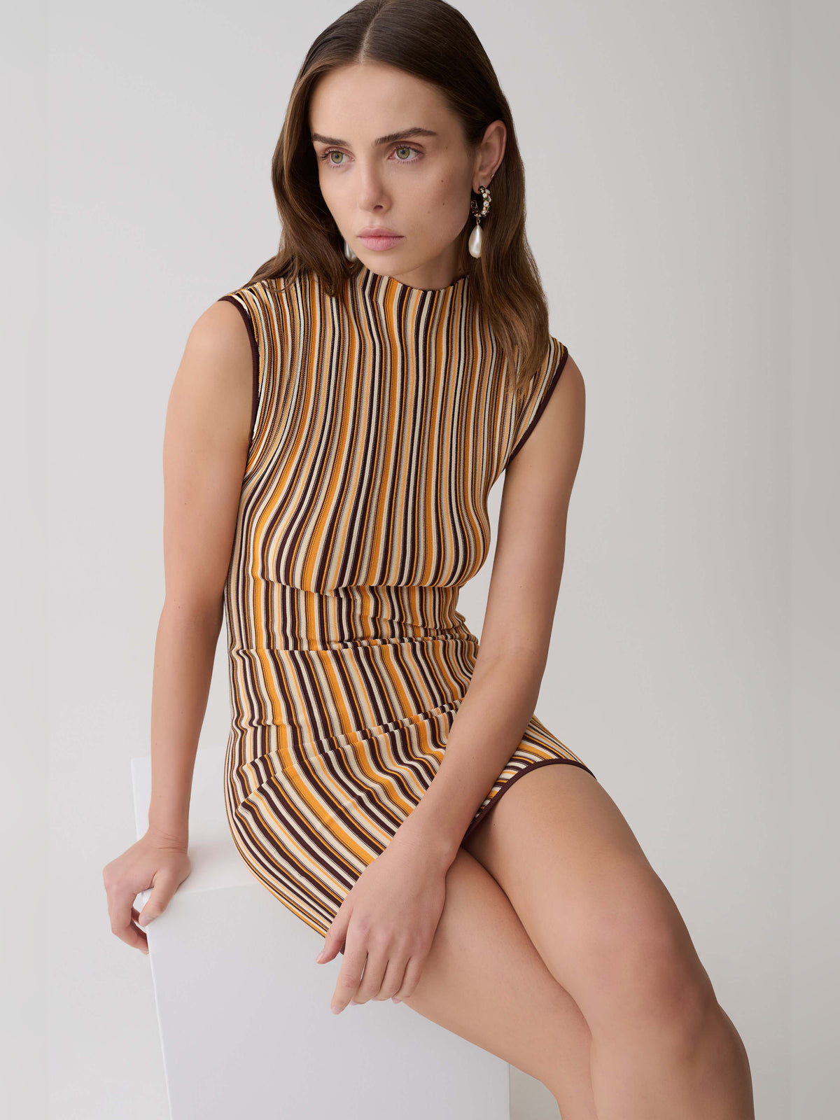 Chocolate mini homecoming dress, alternate view showing the full-length profile