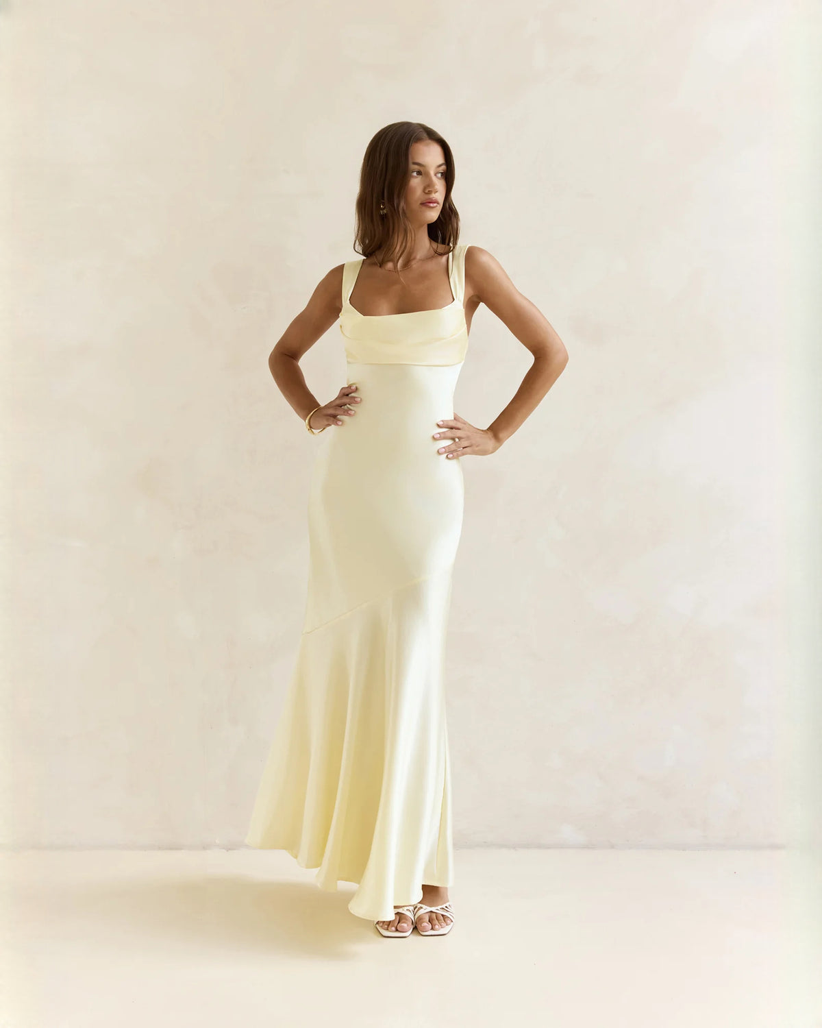 sleeveless satin a-line maxi bridesmaid dress - image 6