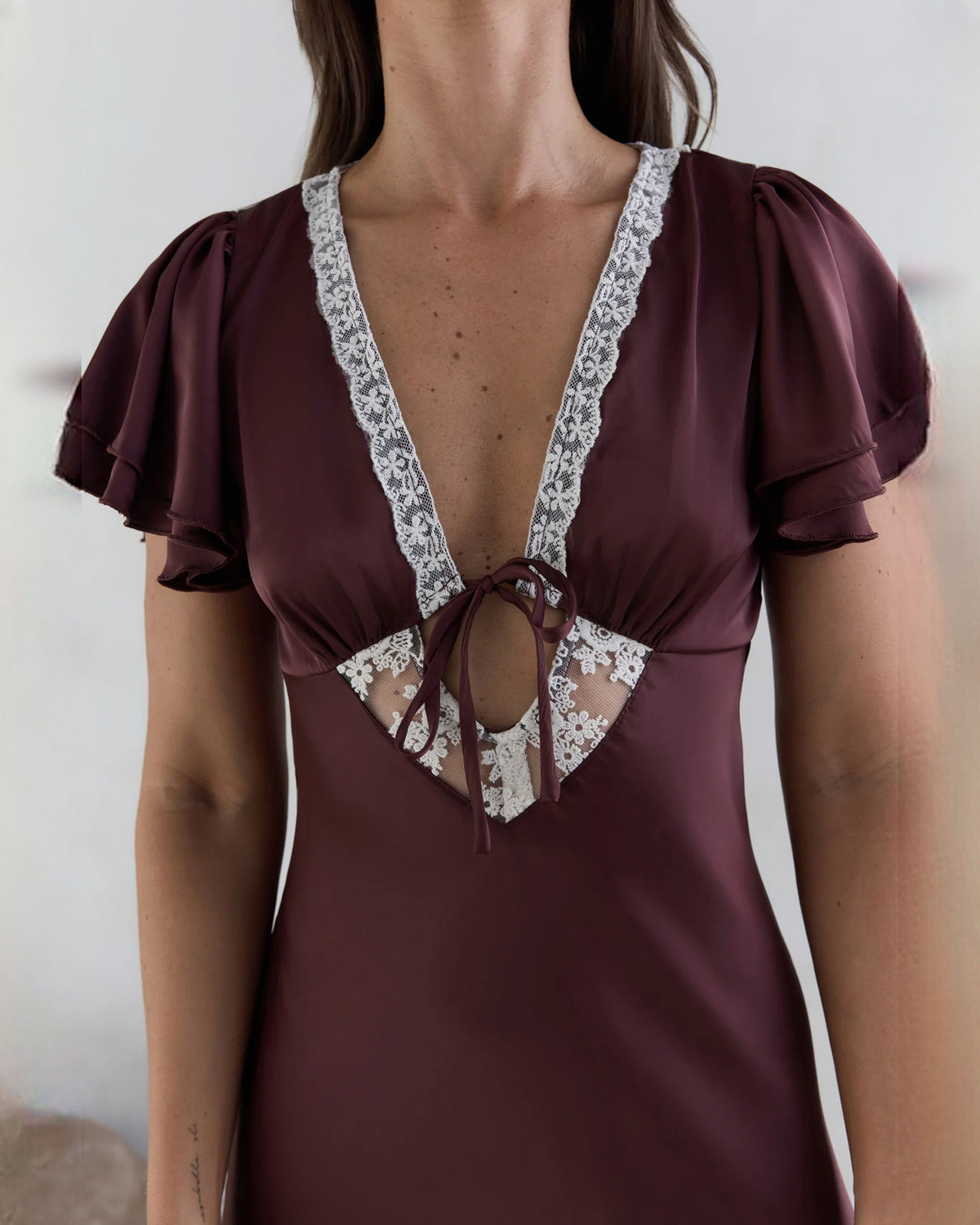 sleeveless mesh a-line maxi bridesmaid dress - image 6
