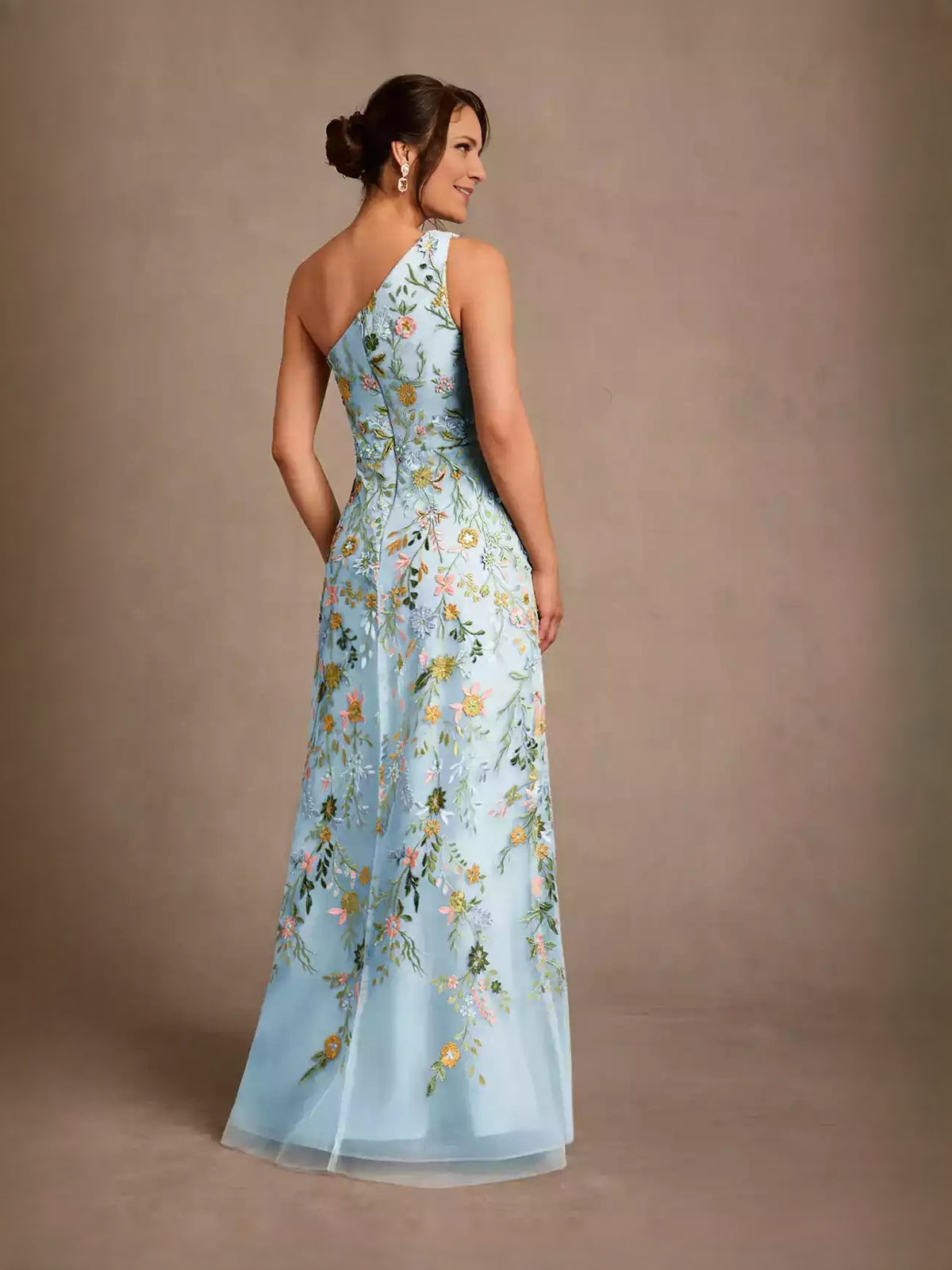 Dusty Sage floor-length prom dress, alternate view showing the full-length profile
