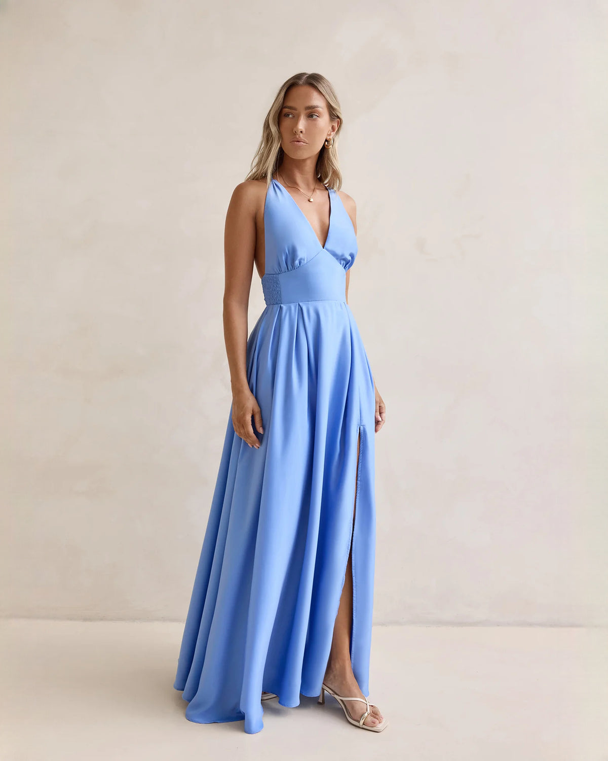 sleeveless chiffon a-line maxi bridesmaid dress - image 6