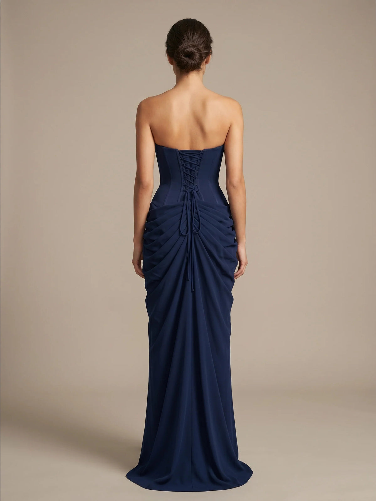 Pale Lemon maxi bridesmaid dress, alternate view showing the full-length profile