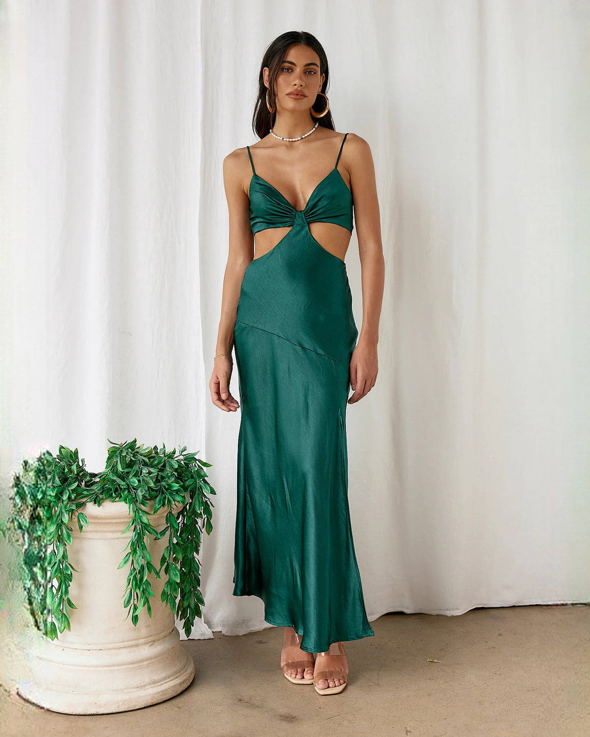 sleeveless satin a-line maxi bridesmaid dress - image 6