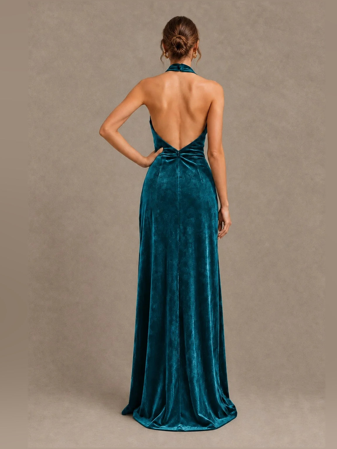 Emerald Green floor-length bridesmaid dress, alternate view showing the full-length profile