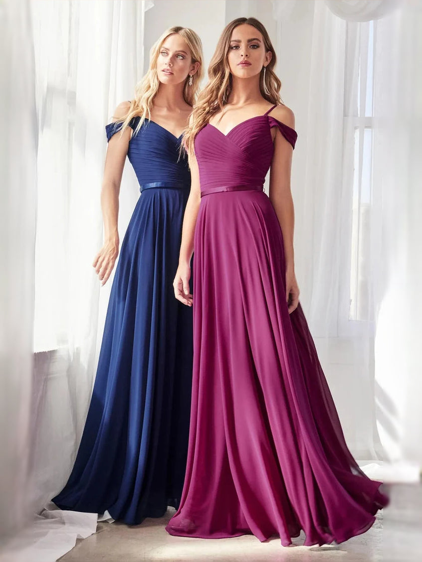Fuchsia floor-length bridesmaid dress, alternate view showing the full-length profile