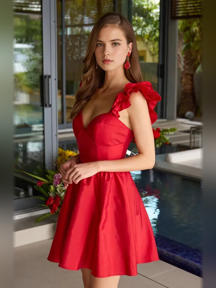 Dark Blue mini homecoming dress, alternate view showing the full-length profile