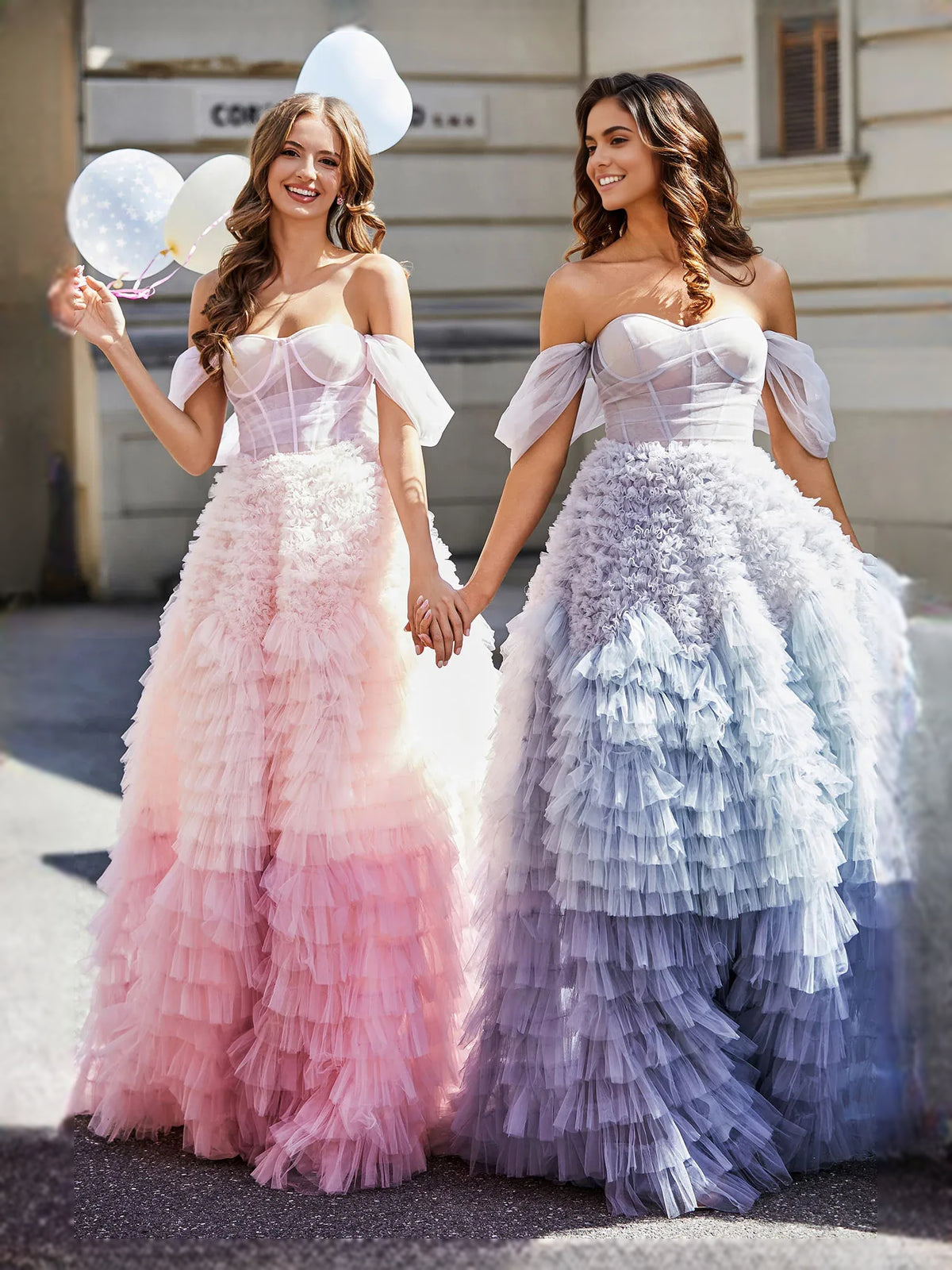 Dusty Blue floor-length prom dress, alternate view showing the full-length profile