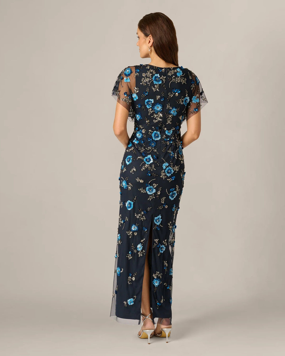 flutter-sleeve sheath maxi mother of the bride dress - image 6