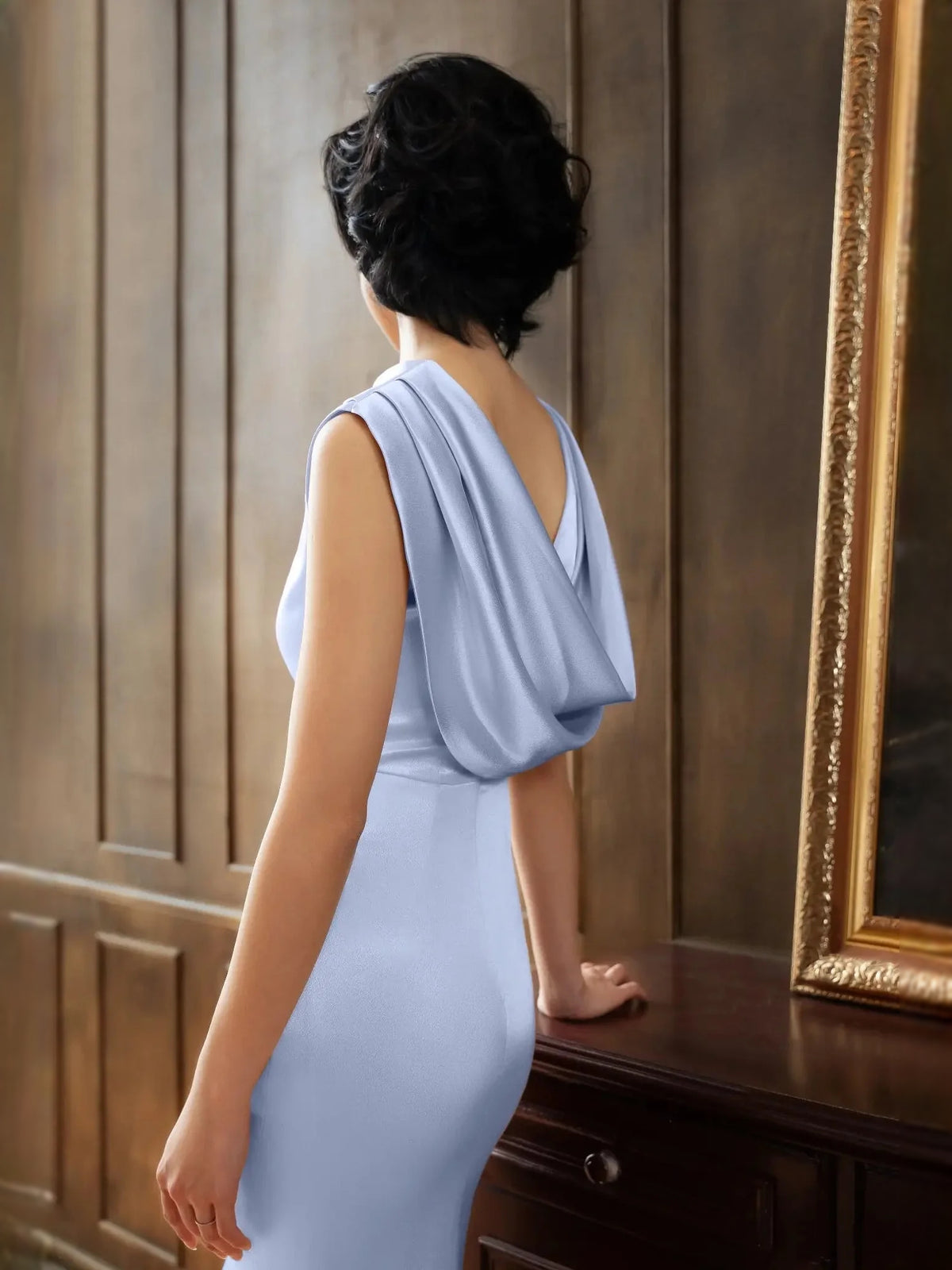 Light Pink maxi prom dress, alternate view showing the full-length profile