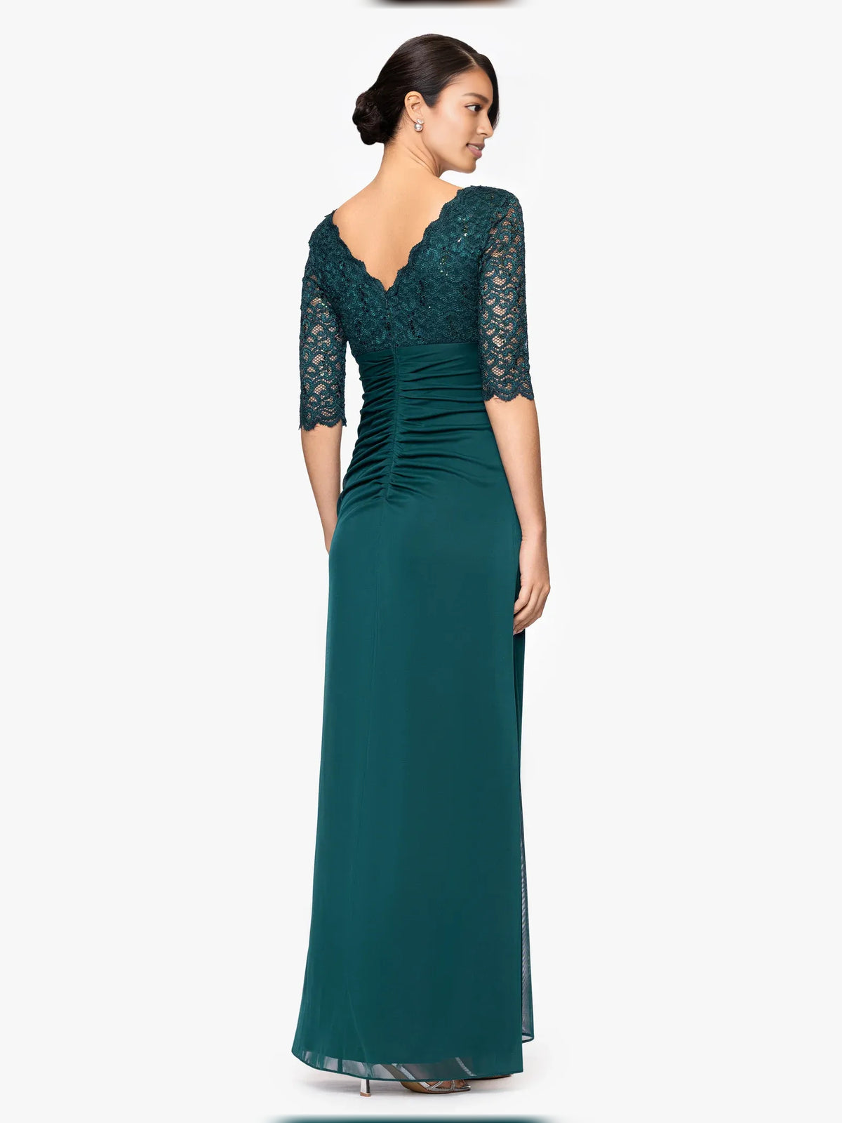 Dark Navy floor-length mother of the bride dress, alternate view showing the full-length profile