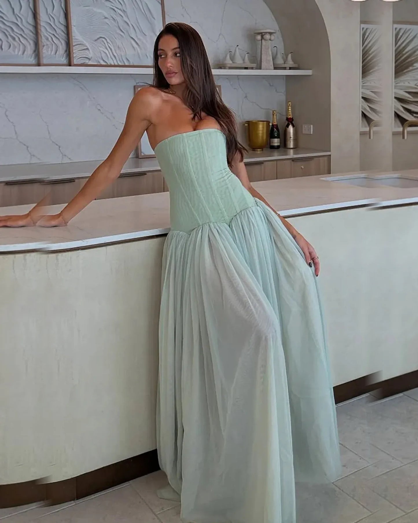 strapless drop waist tulle ball gown formal dress - image 7