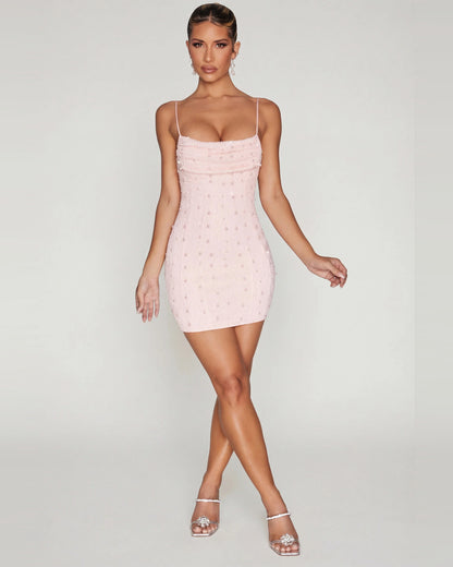 embellished square neck strappy back homecoming dress - image 7