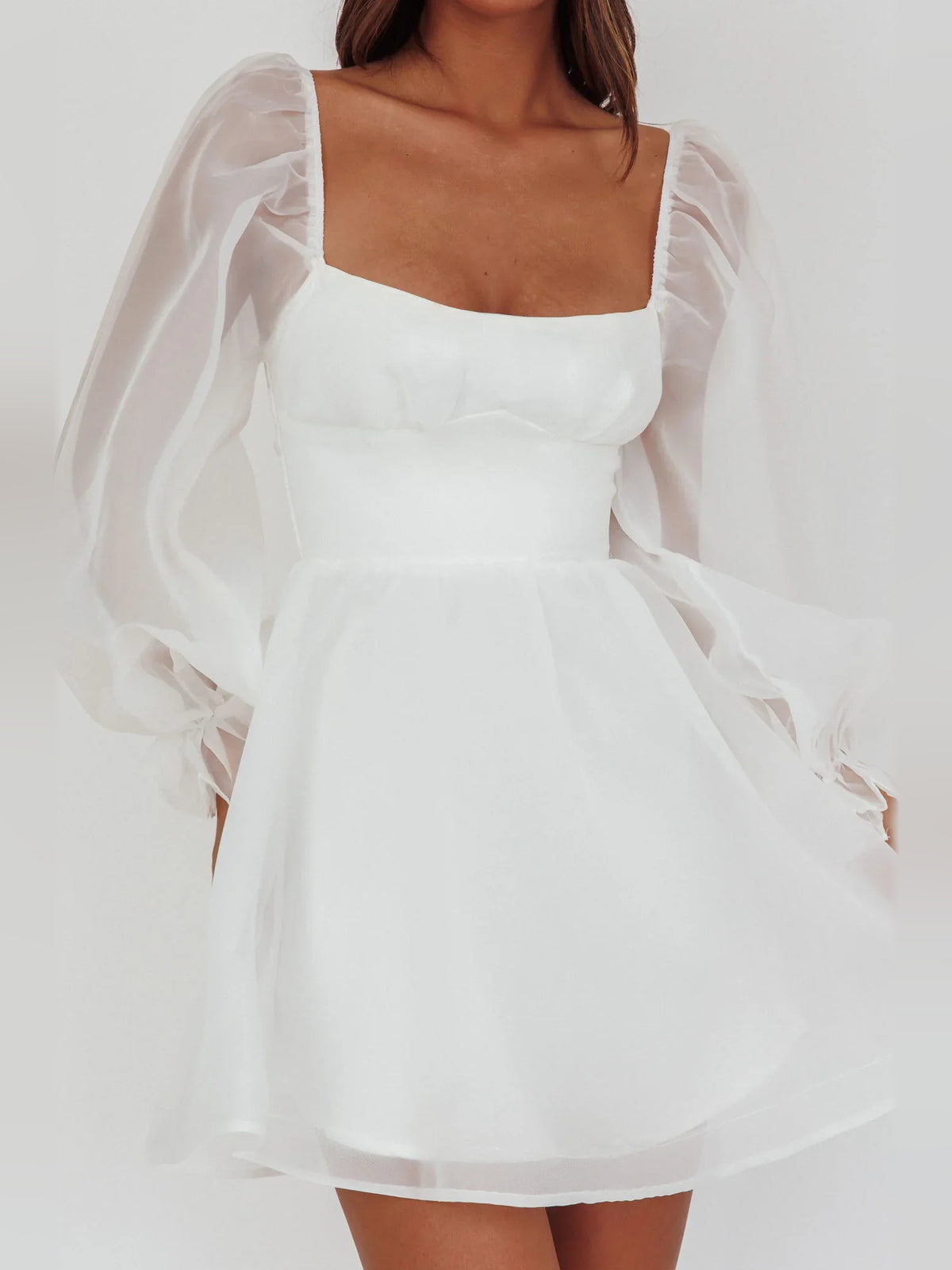 Light Blue mini homecoming dress, alternate view showing the full-length silhouette from another angle