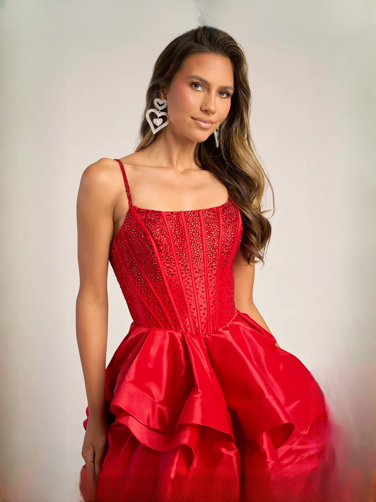 Black floor-length prom dress, alternate view showing the full-length silhouette