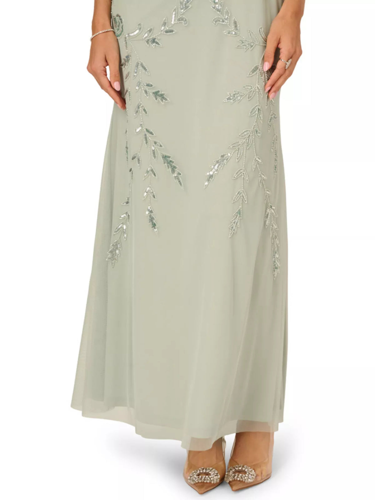 Dusty Blue maxi mother of the bride dress, alternate view showing the full-length silhouette