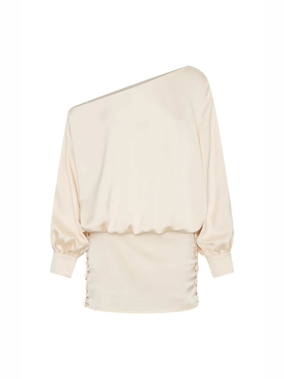 Off White mini homecoming dress, alternate view showing the full-length silhouette