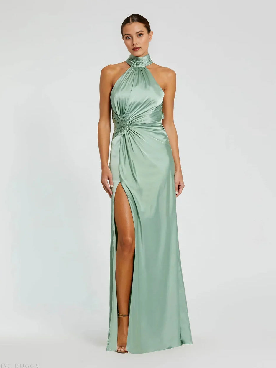Dusty Sage floor-length prom dress, alternate view showing the full-length silhouette