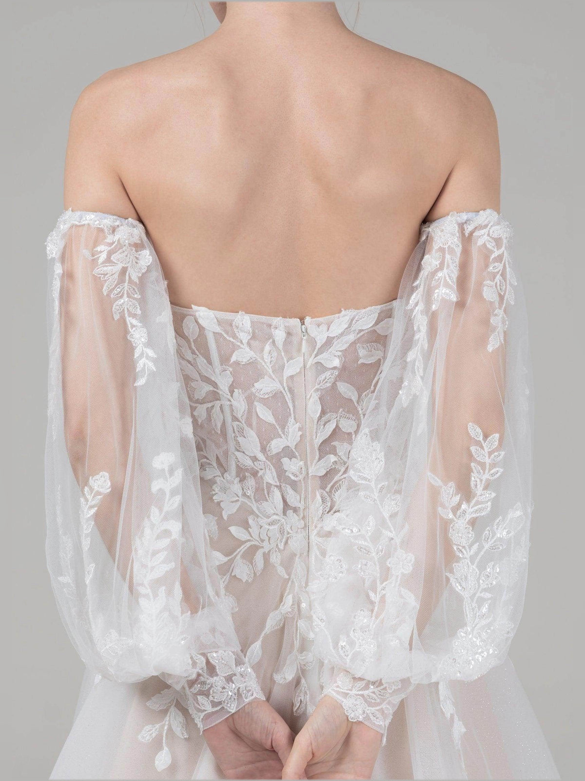 Ivory floor-length wedding dress, alternate view showing the full-length silhouette