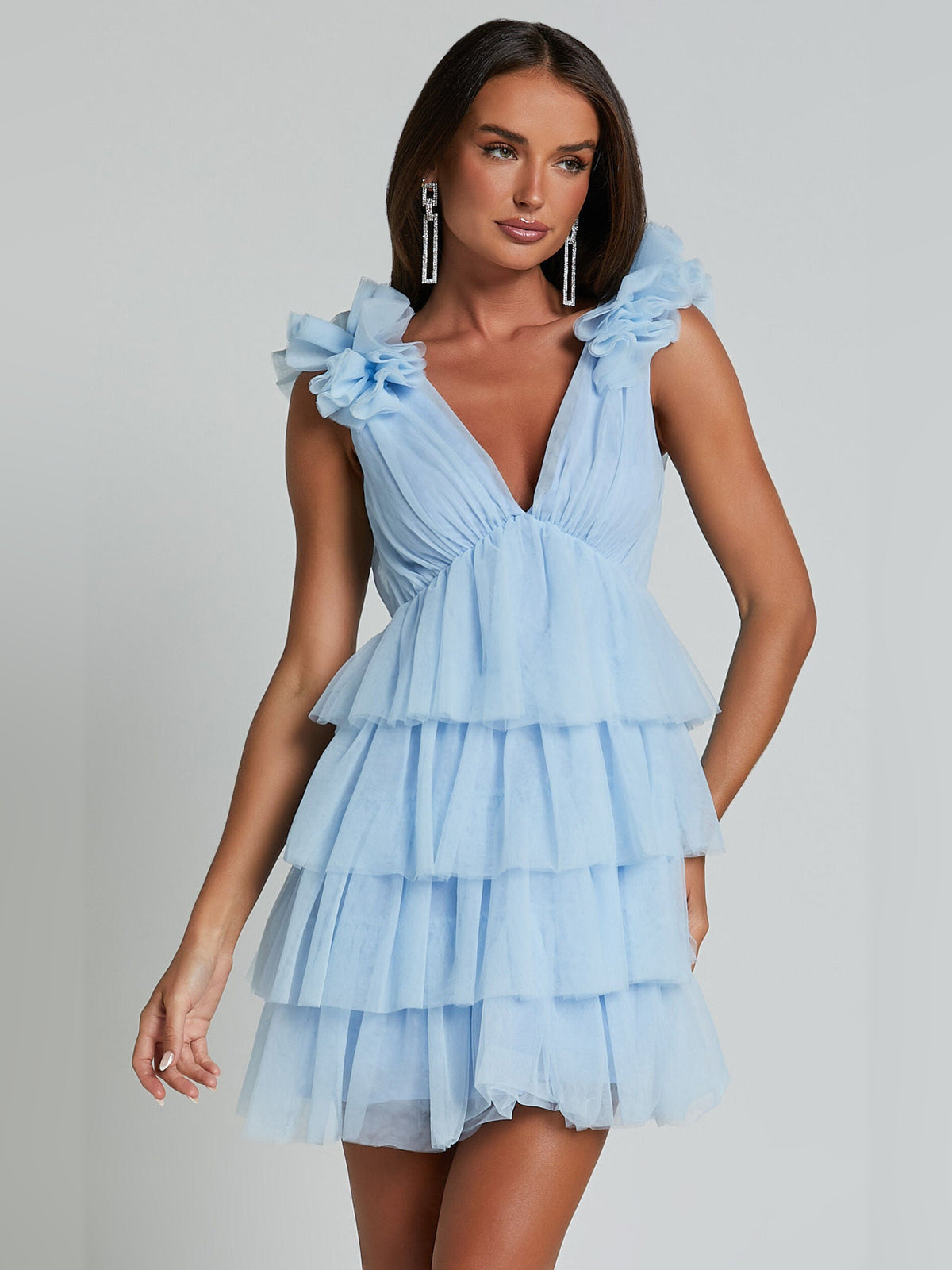 Red mini homecoming dress, alternate view showing the full-length silhouette