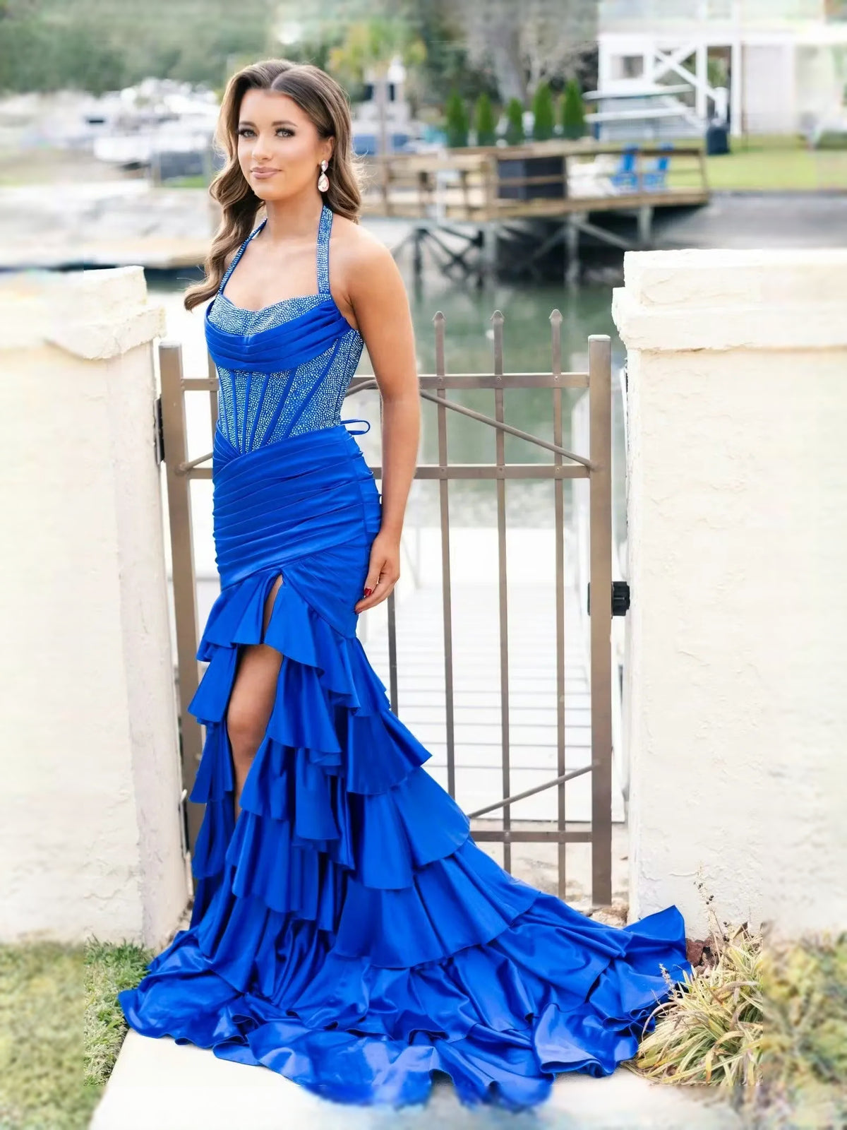 Cobalt Blue floor-length prom dress, alternate view showing the full-length silhouette