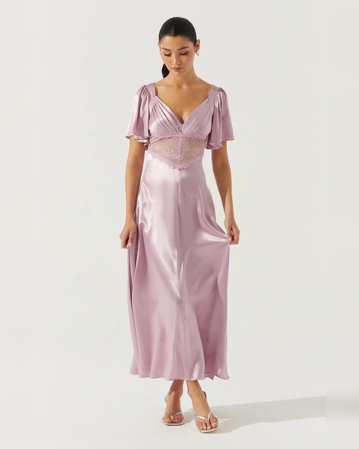 v-neck a-line midi formal dress - image 7