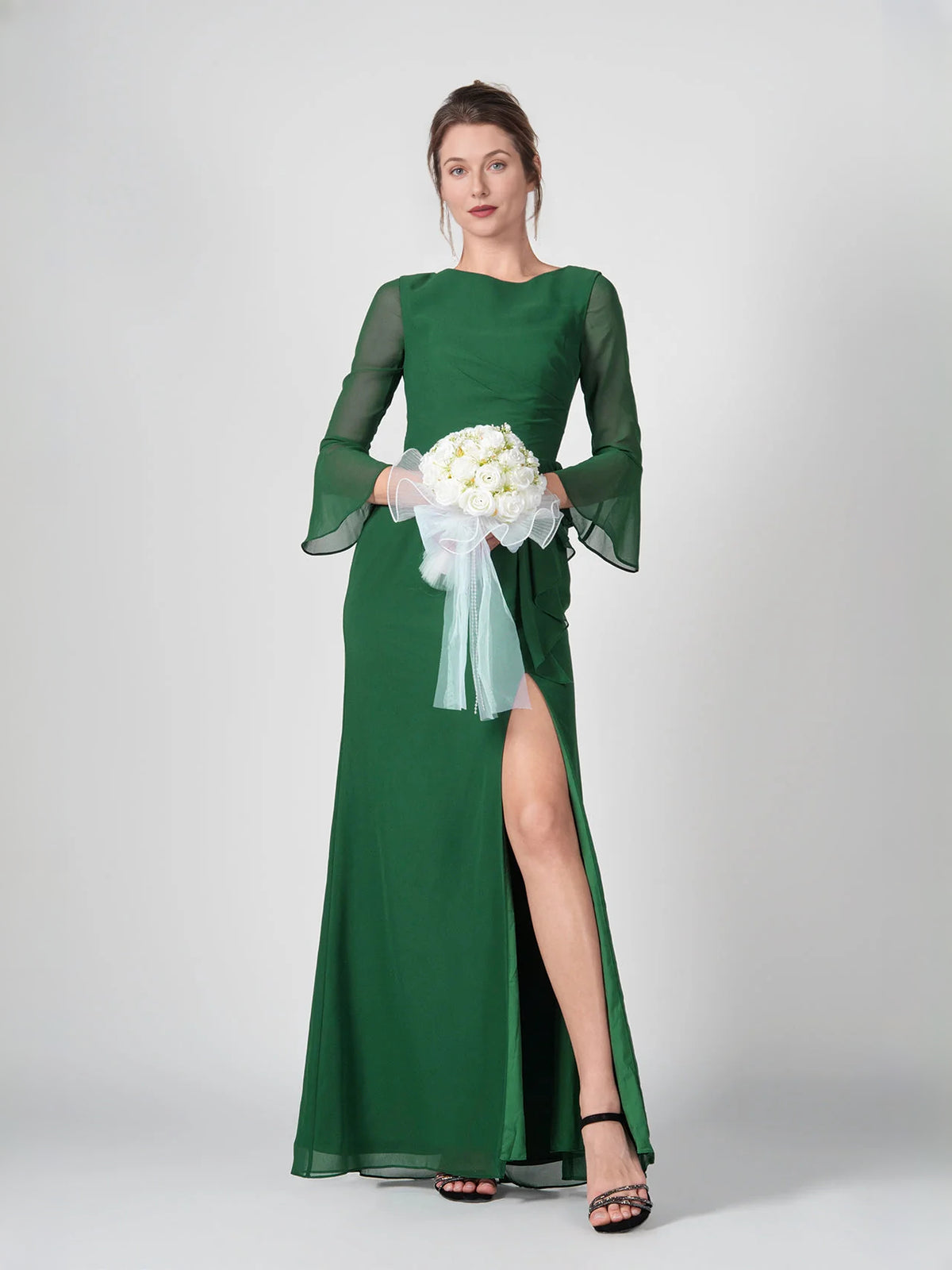 Dark Green floor-length bridesmaid dress, alternate view showing the full-length silhouette
