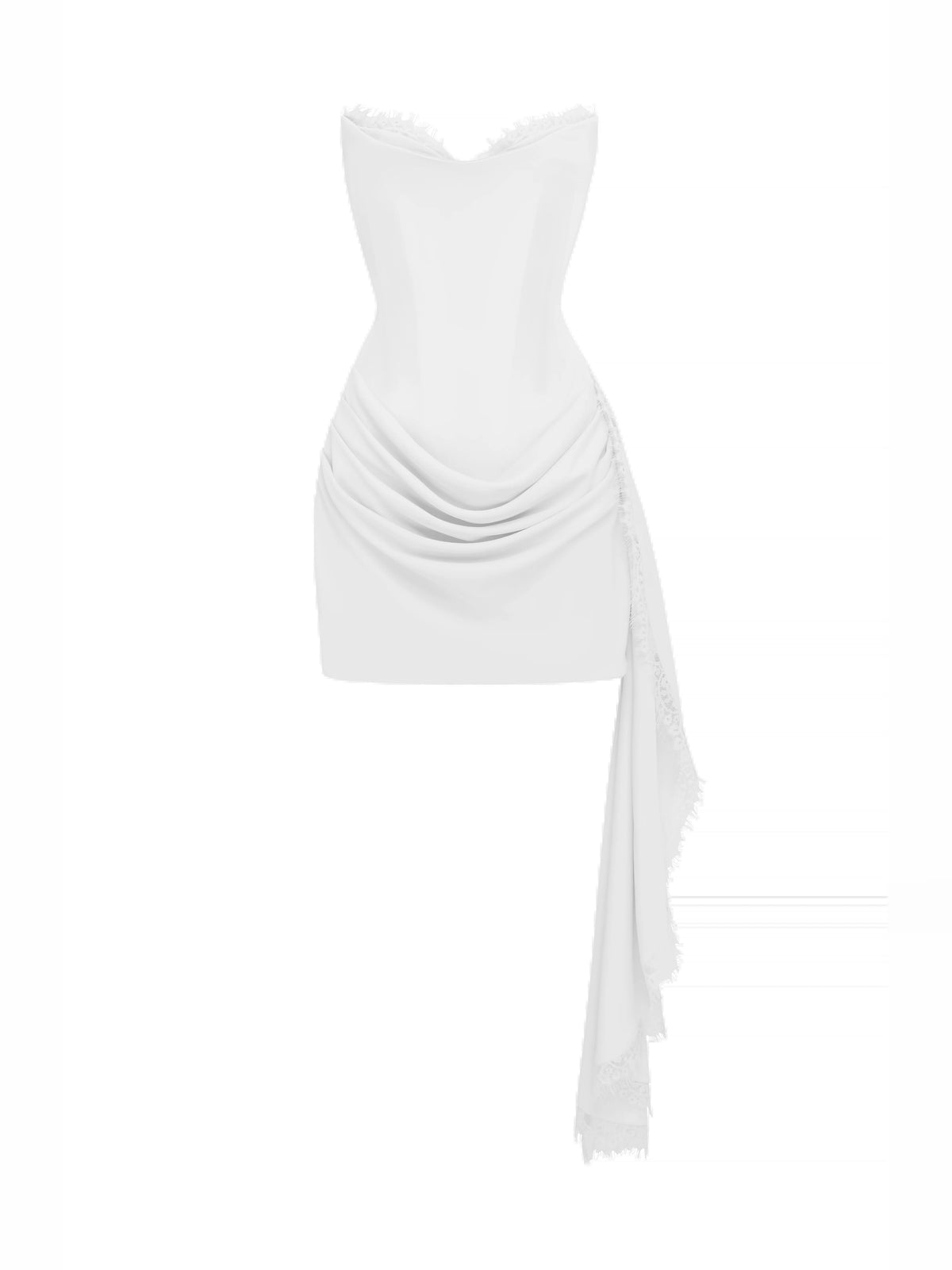 Ivory mini homecoming dress, alternate view showing the full-length silhouette