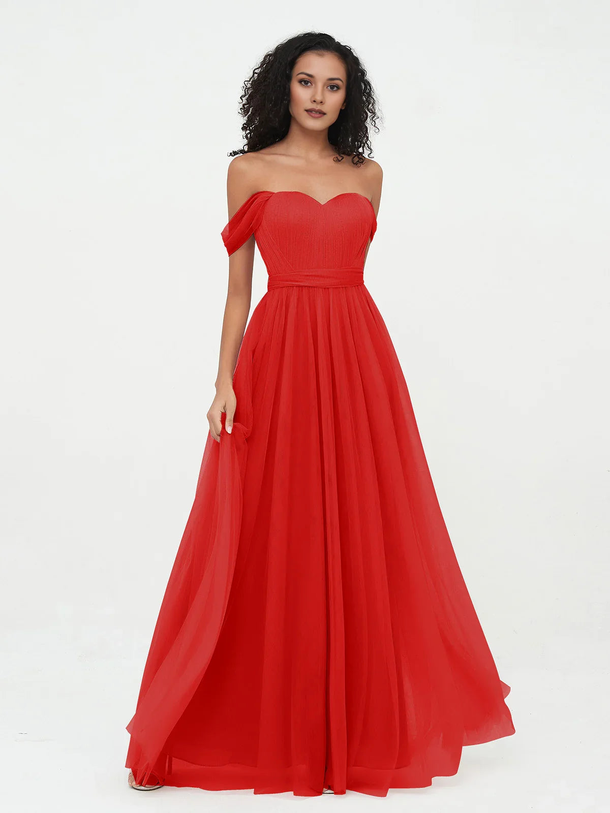 Royal Blue short bridesmaid dress, alternate view showing the full-length silhouette