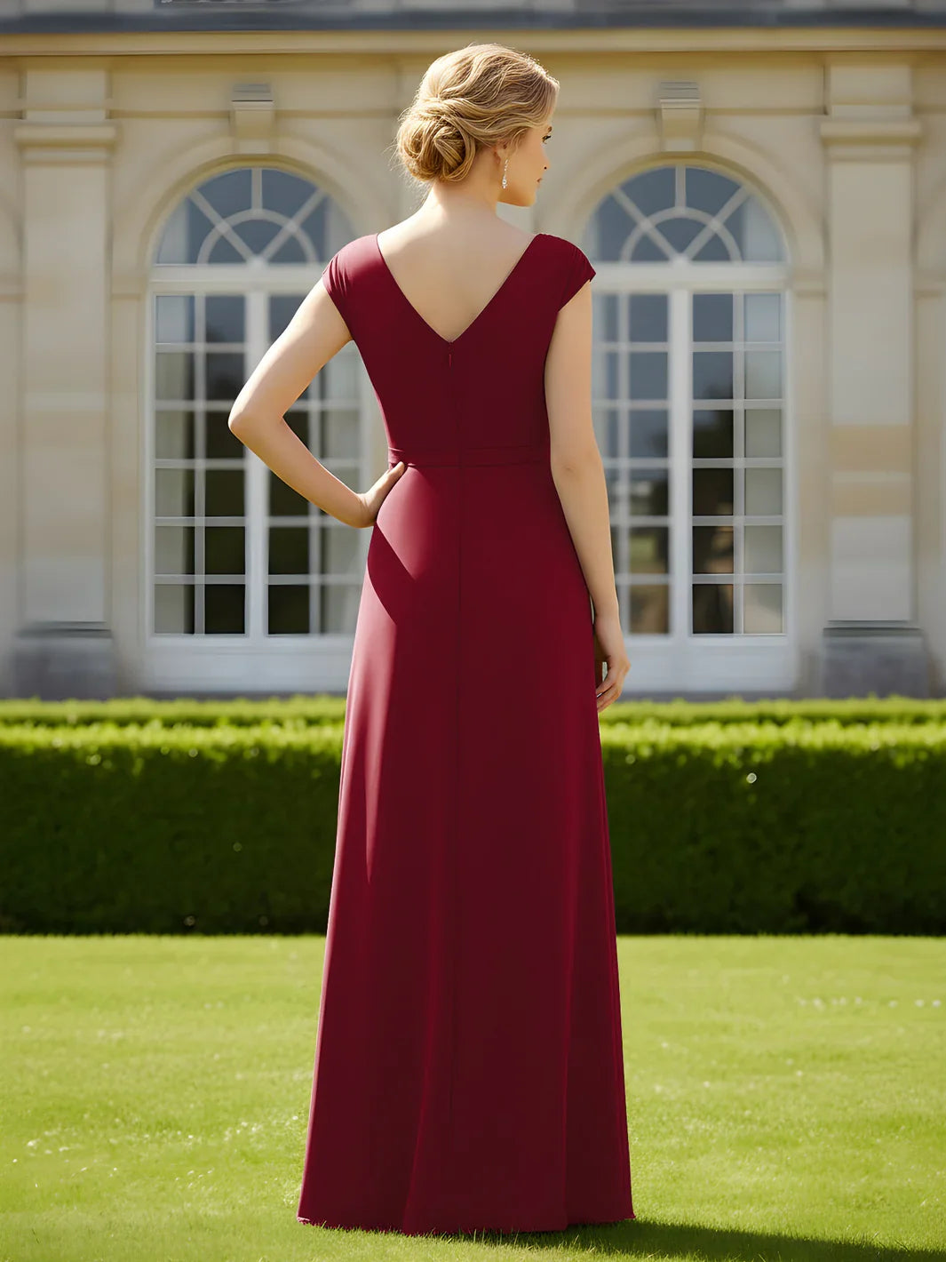 Steel Blue floor-length mother of the bride dress, alternate view showing the full-length silhouette