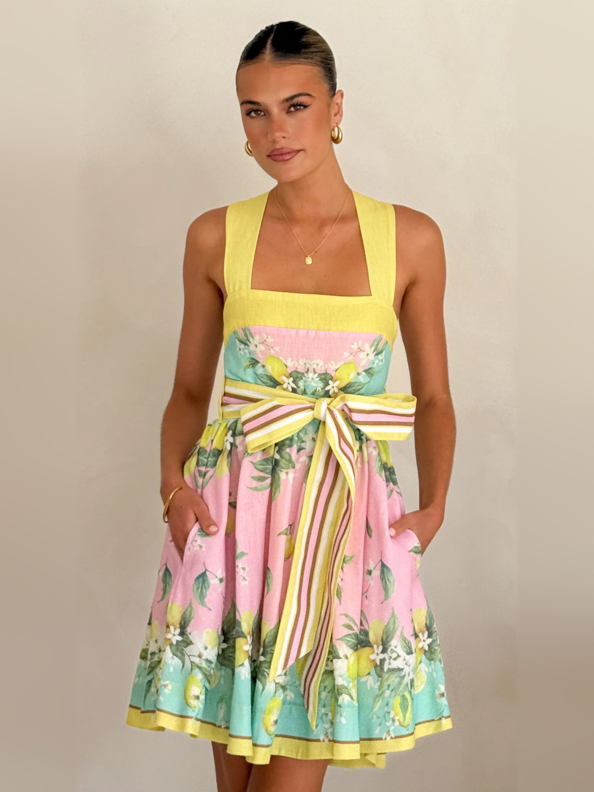 Rosé Lemonade mini homecoming dress, alternate view showing the full-length silhouette
