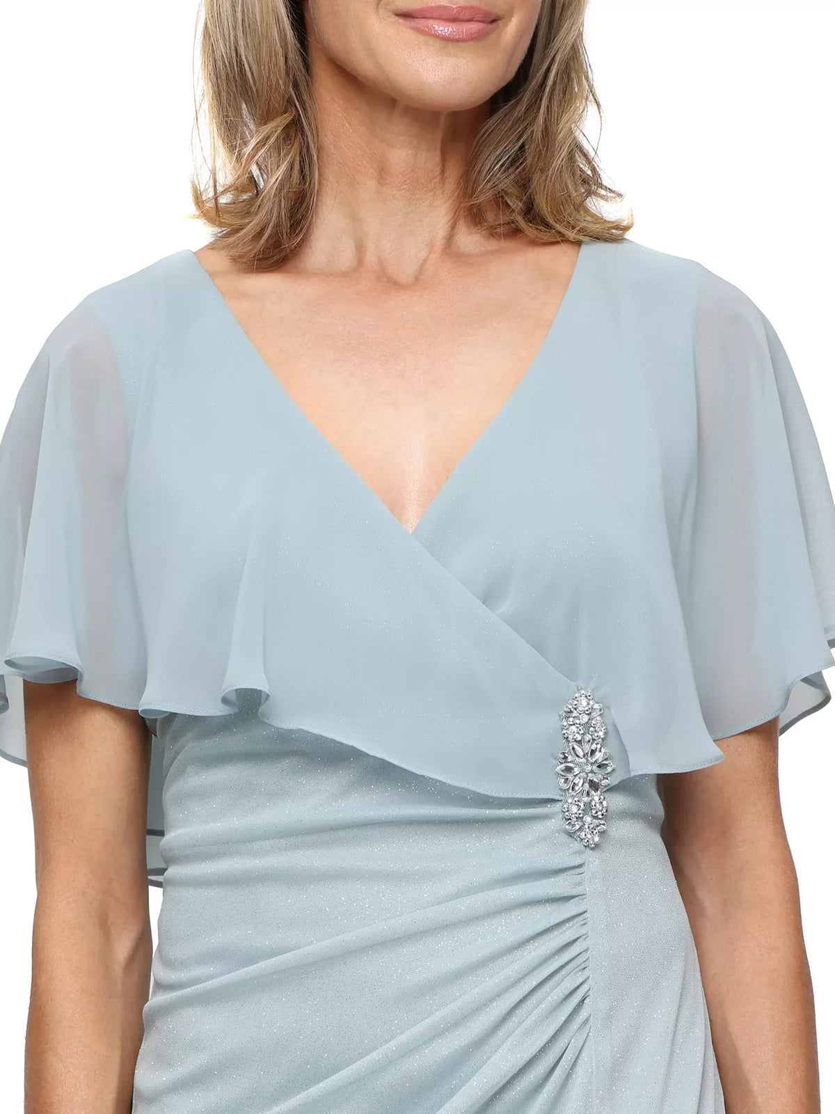 Navy Blue floor-length mother of the bride dress, alternate view showing the full-length silhouette
