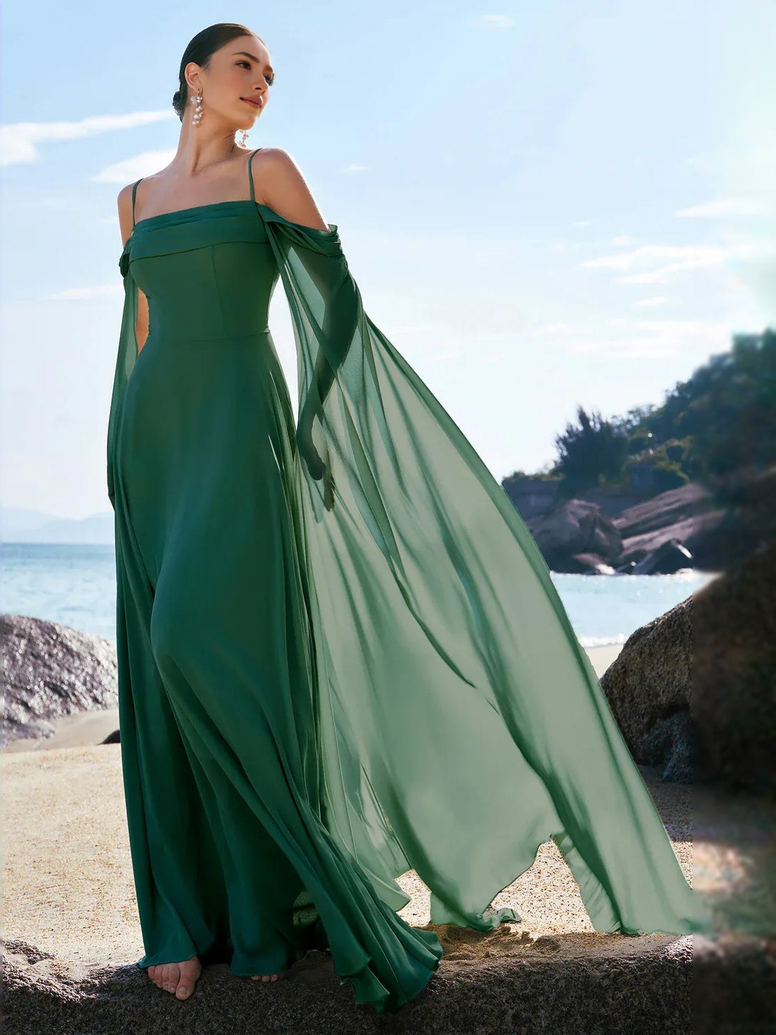 Dark Green floor-length bridesmaid dress, alternate view showing the full-length silhouette
