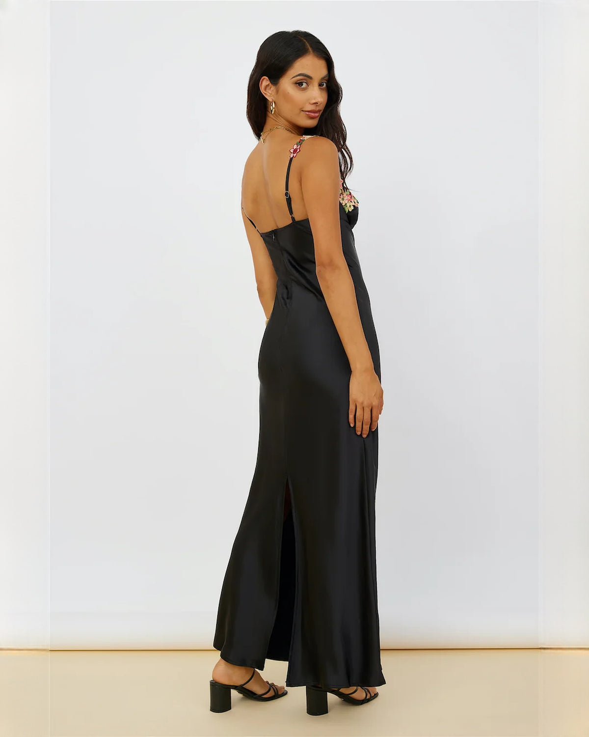 sleeveless satin a-line maxi bridesmaid dress - image 7