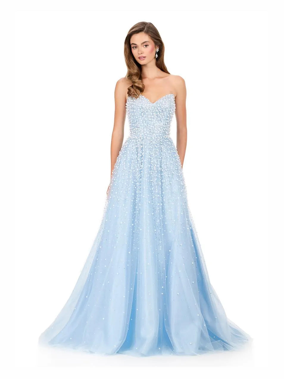 Light Blue floor-length prom dress, alternate view showing the full-length silhouette
